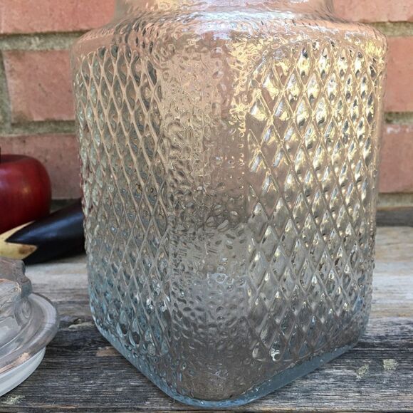 Textured Patterned Glass Rectangular Canister with Lid - Picture 9 of 16